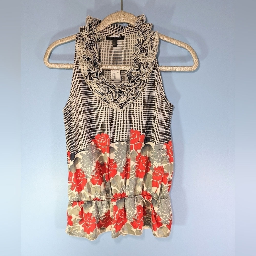 Limited Floral Silky Ruffled Sleeveless Top
